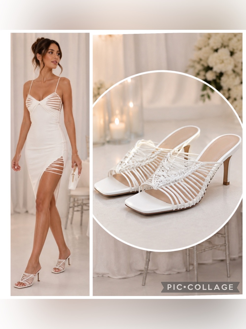 Journee Collection Saskia White Caged Heeled Sandals NIB Size 9 Bridal